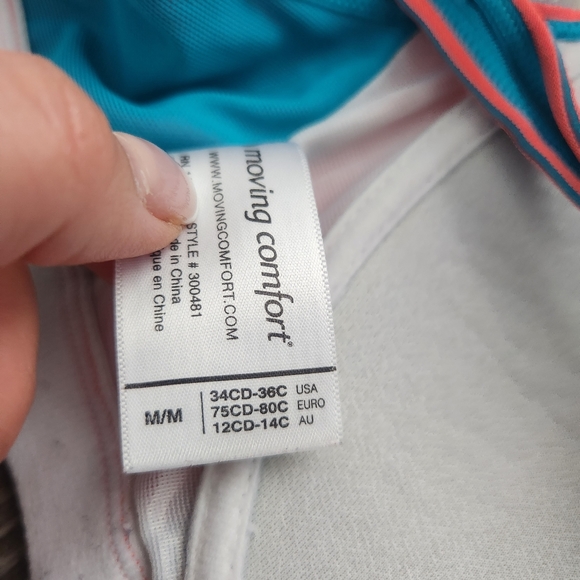 Moving Comfort Pink and Blue Sports Bra - Picture 3 of 7